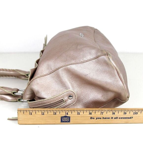 ROOMY B. Makowsky ANTIQUE GOLD GENUINE LEATHER TOTE SHOULDER BAG HANDBAG PURSE - Picture 14 of 16